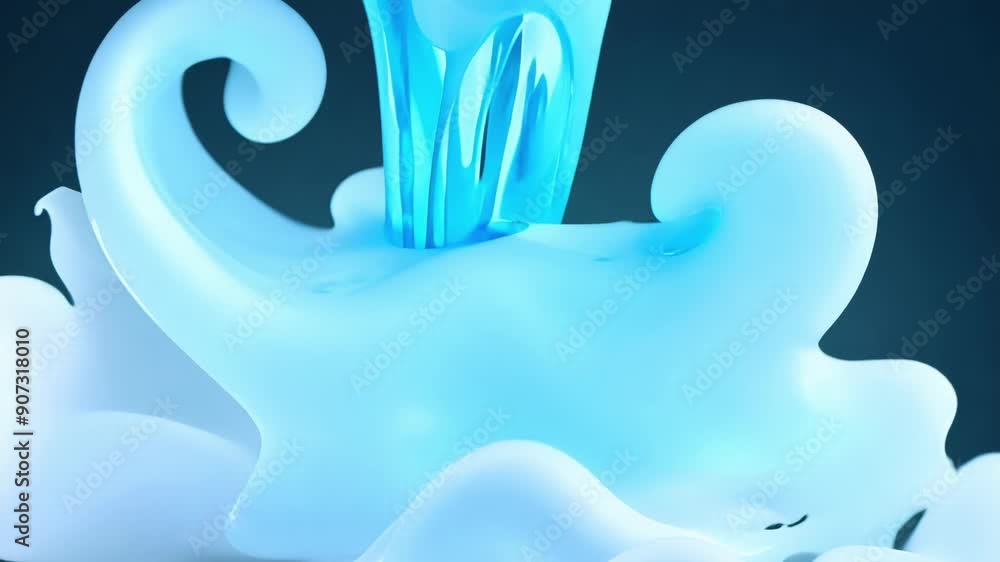 Aufkleber experience the mesmerizing flow of vibrant blue liquid gracefully cascading against a dark backdrop,
