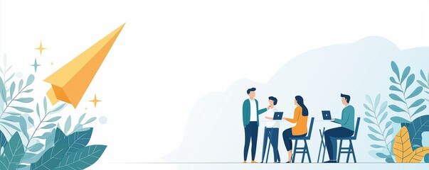 Executive decision-making, startup growth, flat design illustration