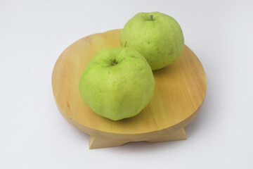 Fresh green guava is on an isolate white background