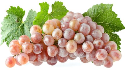Fototapeta premium Rosy Grapevine Isolated on White Background with Pink Grape Cluster