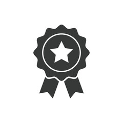 Achievement badge. Certificate icon. Premium quality. Profile Verification. Achievement or award grant. Gold seal. Gold medal. Medal with a star. Star icon. Quality checking. Guarantee. Star icon.