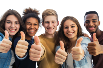 Diverse group of happy people smiling and bonding together Isolated on white background