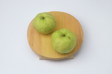 Fresh green guava is on an isolate white background