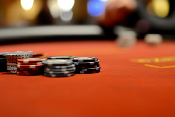  a casino black jack on the table. AI generative.