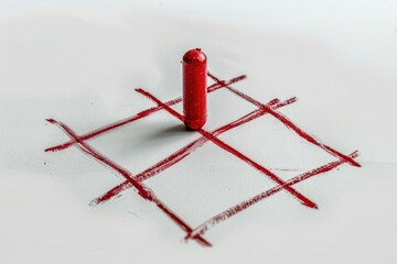 A vibrant red crayon and marker on a clean white surface