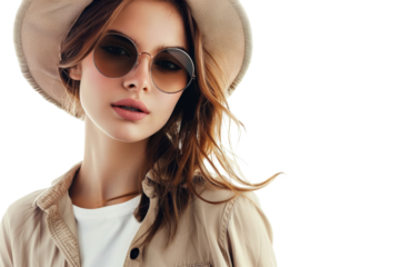 Fashionable woman in casual wear, isolated on white background