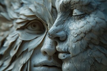 Fototapeta premium Close-Up of Two Intertwined Stone Faces