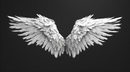 Angle wings on color background, AI generated for ads