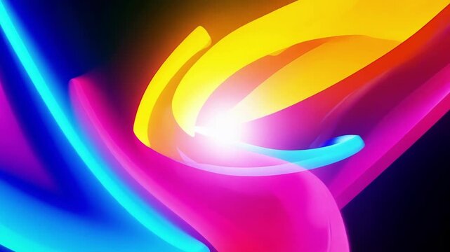 A dynamic and energetic transition of bright neons and bold hues electrify the screen.