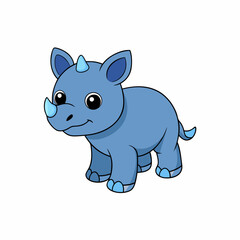 Baby rhinoceros Animal flat vector illustration