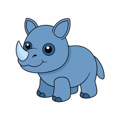 Baby rhinoceros Animal flat vector illustration