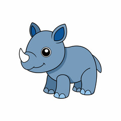 Baby rhinoceros Animal flat vector illustration