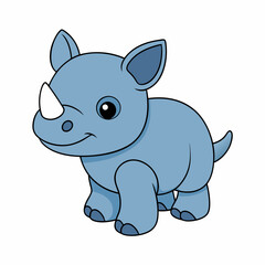 Baby rhinoceros Animal flat vector illustration
