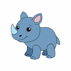 Baby rhinoceros Animal flat vector illustration