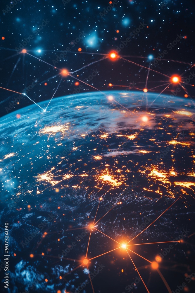 Aufkleber distribution and logistics concept of global digital internet marketing and business e-commerce bann
