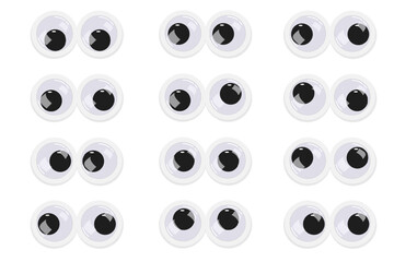 Googly eyes. Eyeball emotions.Wobbly animated puppet Toy eyes set.	