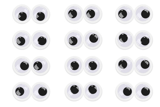Googly eyes. Eyeball emotions.Wobbly animated puppet Toy eyes set.	