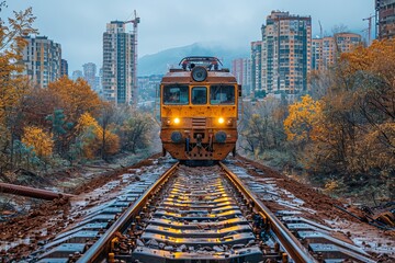 Obraz premium Advanced railway infrastructure equipment for efficient installation using cutting edge technologies