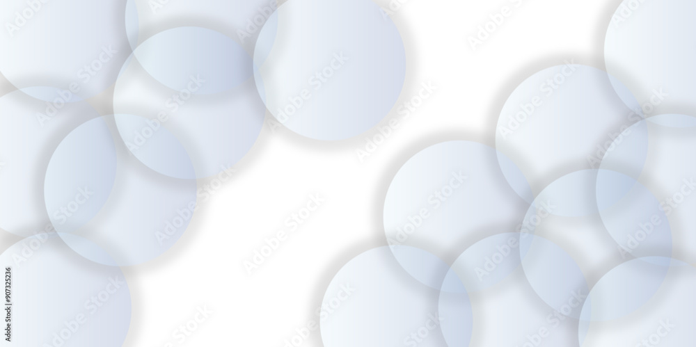 Poster abstract white geometric overlapping circle background with shadow. vector circles template vector d