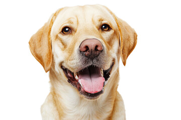 Labrador retriever headshot smiling Isolated on white background