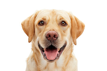 Labrador retriever headshot smiling Isolated on white background