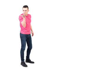 Flirting man blowing air kiss to camera