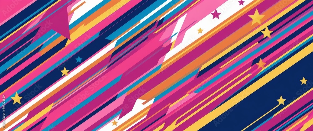 Aufkleber abstract geometric background with colorful lines and stars