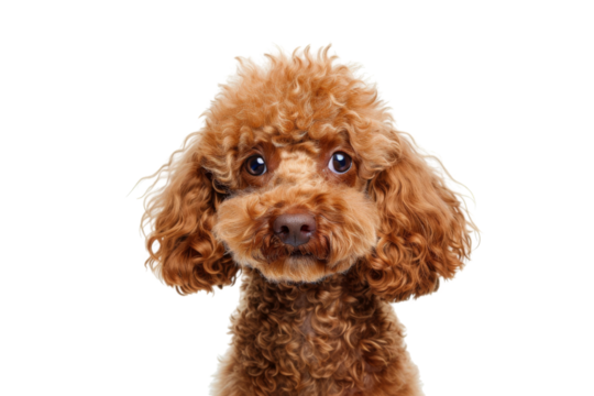 Poodle headshot with curly fur Isolated on white background