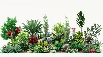Fototapeta premium A vibrant collection of various plants, showcasing diverse textures and colors, perfect for enhancing any design project.