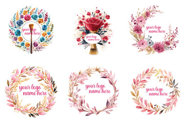 Watercolor logo template floral logo design