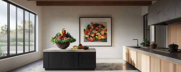 An imaginative culinary sculpture displayed in a contemporary gallery