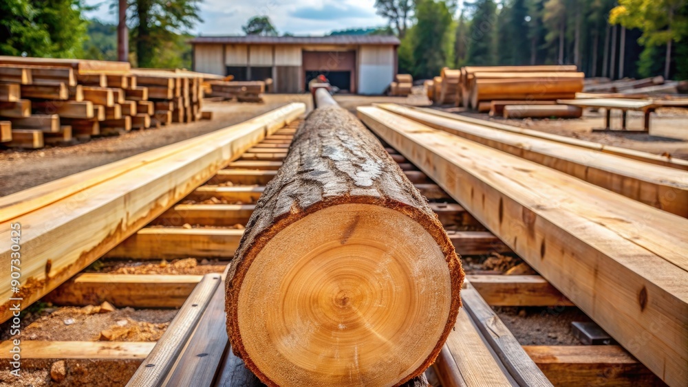 Wall mural Front view of cutting plan lumber from the log  , lumber, log, wood, cutting plan, sawmill, timber, forestry