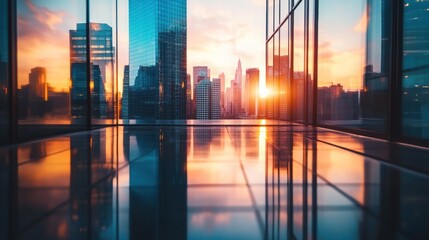 Sunset Skyline View from a Skyscraper