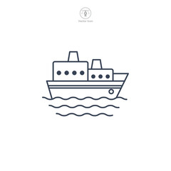 Ferry, Boat, sail, sailing, ship, yacht icon symbol vector illustration isolated on white background
