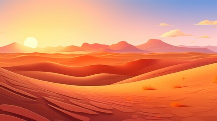 Obraz premium Desert landscape with dramatic sand dunes and a vivid sunset