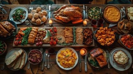Fototapeta premium Traditional Thanksgiving Dinner Celebration