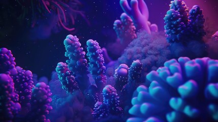 Obraz premium Digital coral formations in a futuristic neon style