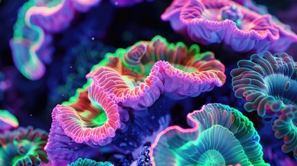 Digital coral formations in a futuristic neon style