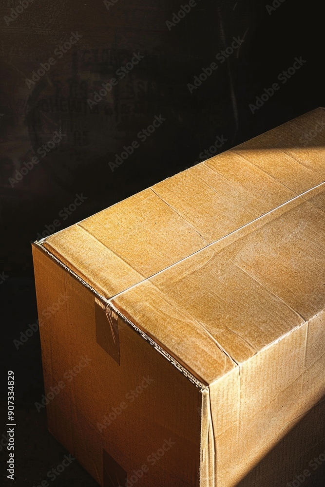 Poster a simple cardboard box placed on a table surface