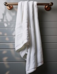 A simple bath towel, a clean look, an elegant background, and a stylish finish. Generated by AI