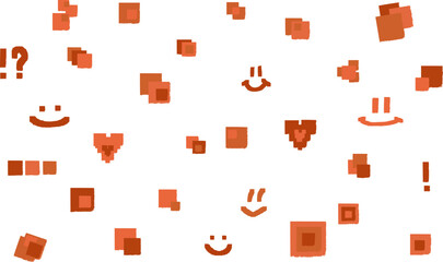 Cute decorative illustration with dots. Orange, red.