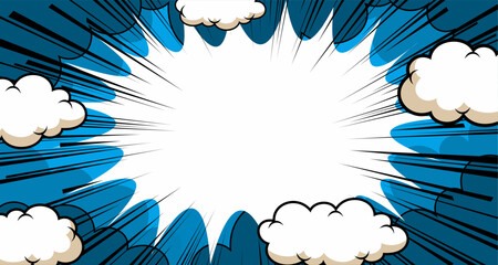 Comic book cartoon Cartoon puff cloud comic background. Pop art funny smoke steam. 