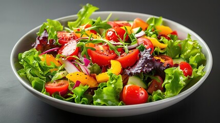 Fresh Salad with Tomatoes, Cucumbers, and Bell Peppers - Photo