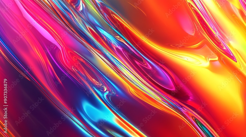 Wall mural an abstract background showcasing vibrant holographic textures in a spectrum of bright colors includ