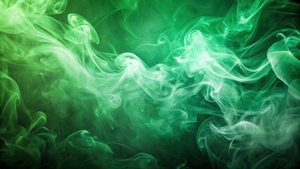 Fototapeta premium Green background with swirling smoke and steam , smoke, steam, fog, mist, green, background, mysterious, abstract