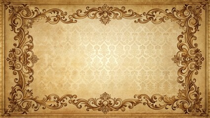 Vintage background with ornate frame , retro, antique, design, decorative, aged, classic, old-fashioned, ornamental