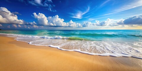 Beautiful sandy beach with soft blue ocean waves, beach, sandy, beautiful, ocean, waves, sea, water, coast, tropical