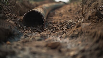 Fototapeta premium pipe under the depth of the soil