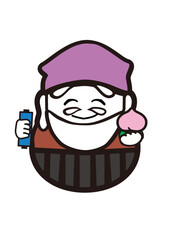 七福神の寿老人のポップな和風イラスト