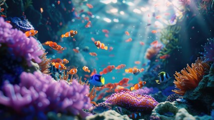 Fototapeta premium Underwater colorful coral reef for marine life, AI generated for ads